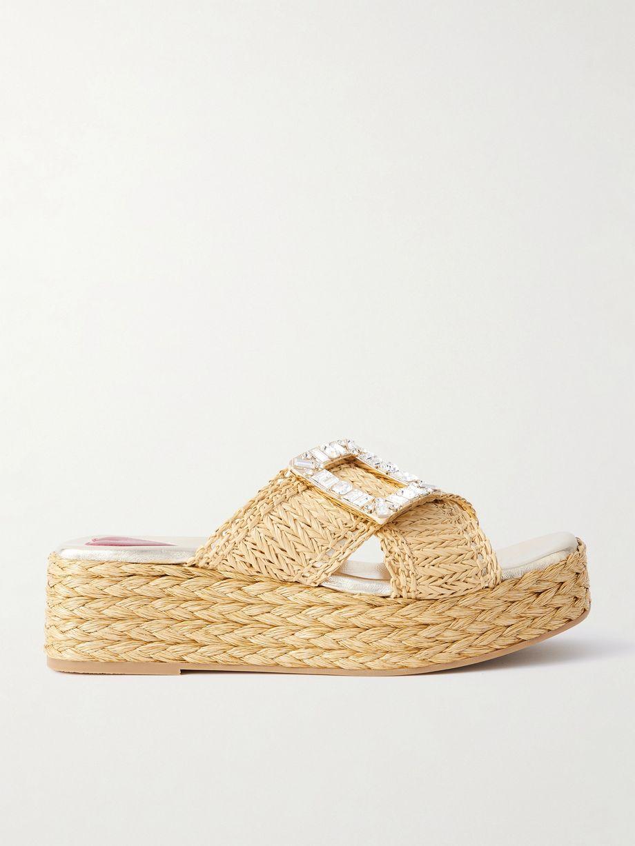 60 embellished raffia platform mules by ROGER VIVIER