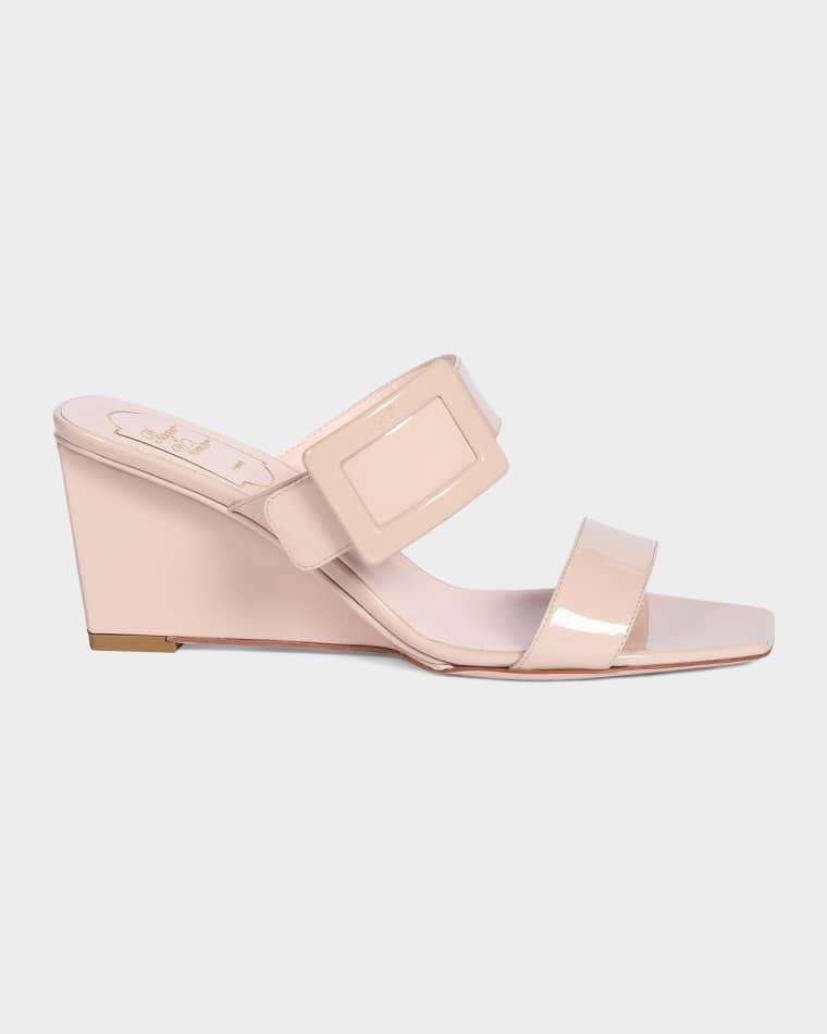 60mm Belle Vivier Patent Leather Wedge Mule Sandals by ROGER VIVIER