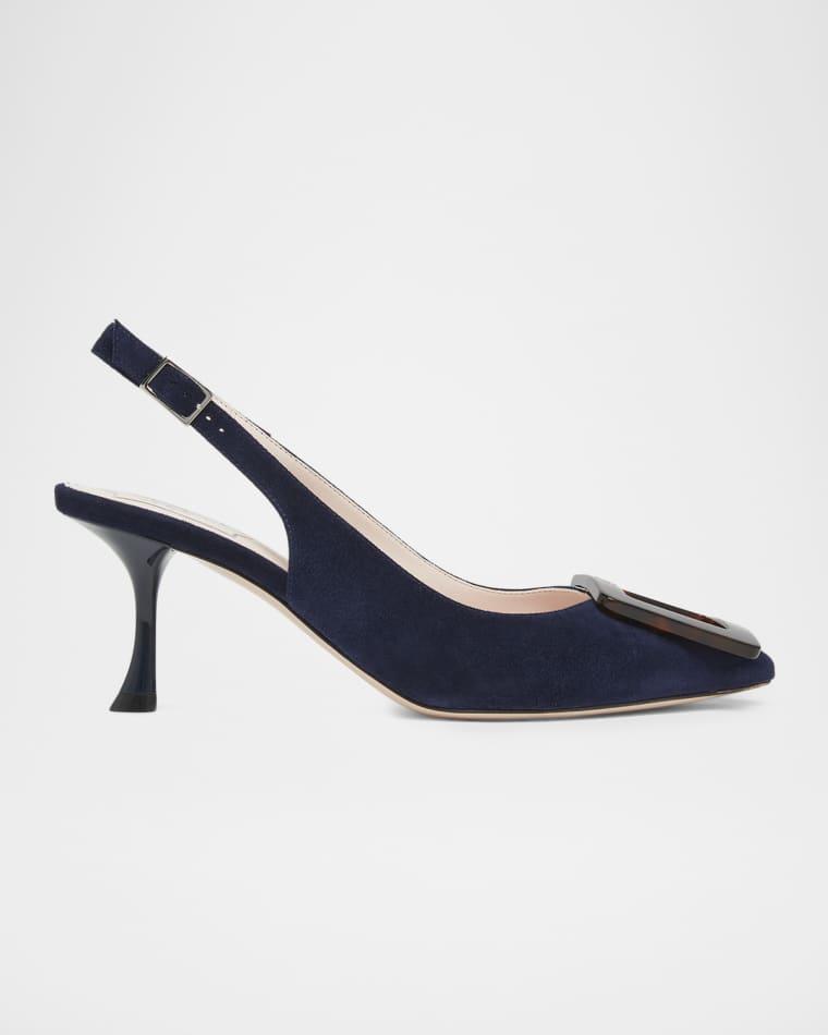 65mm Viv in the City Suede Buckle Slingback Pumps by ROGER VIVIER