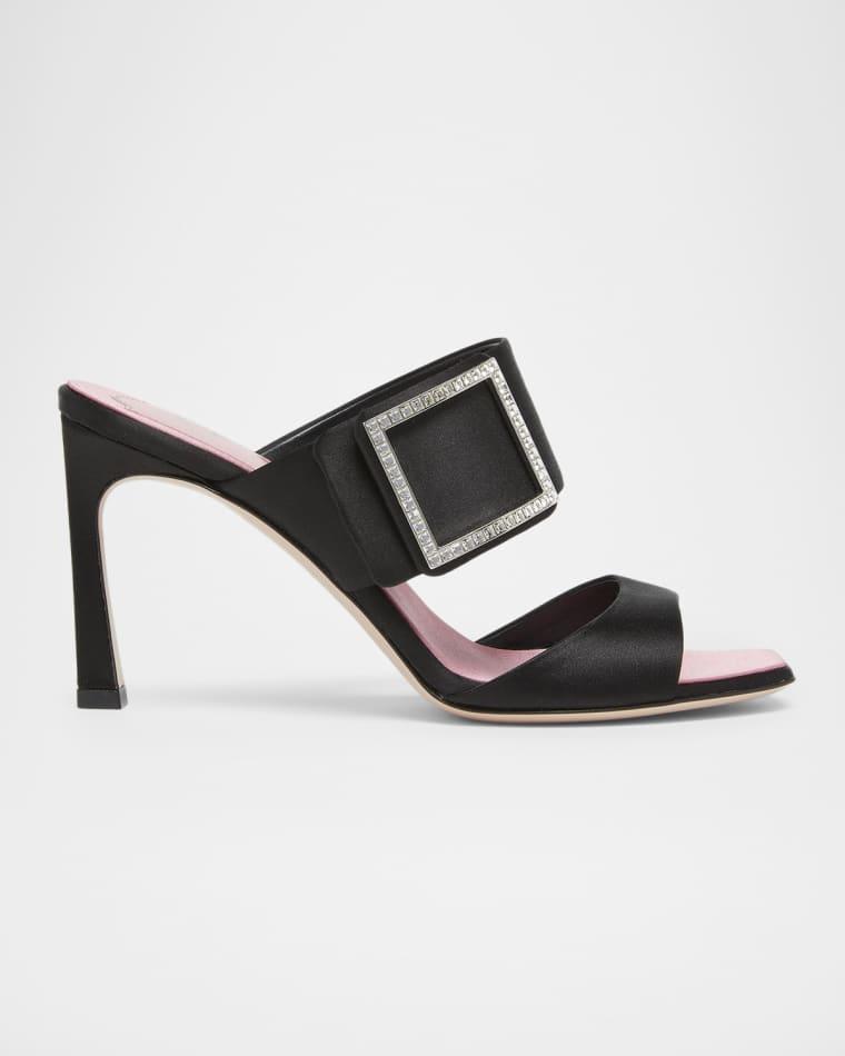 85mm Trompette Strass Satin Mules by ROGER VIVIER