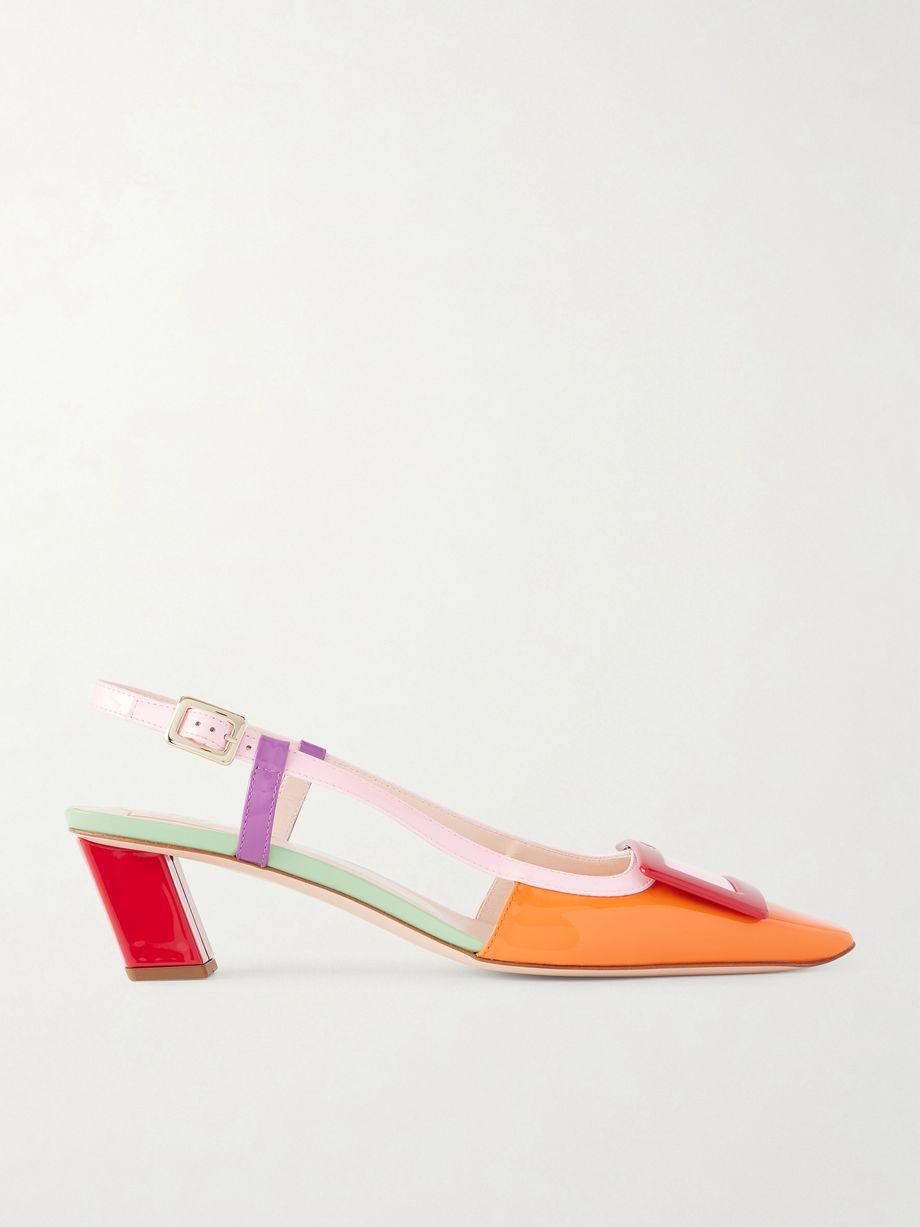 Belle Vivier 45 color-block patent-leather slingback pumps by ROGER VIVIER