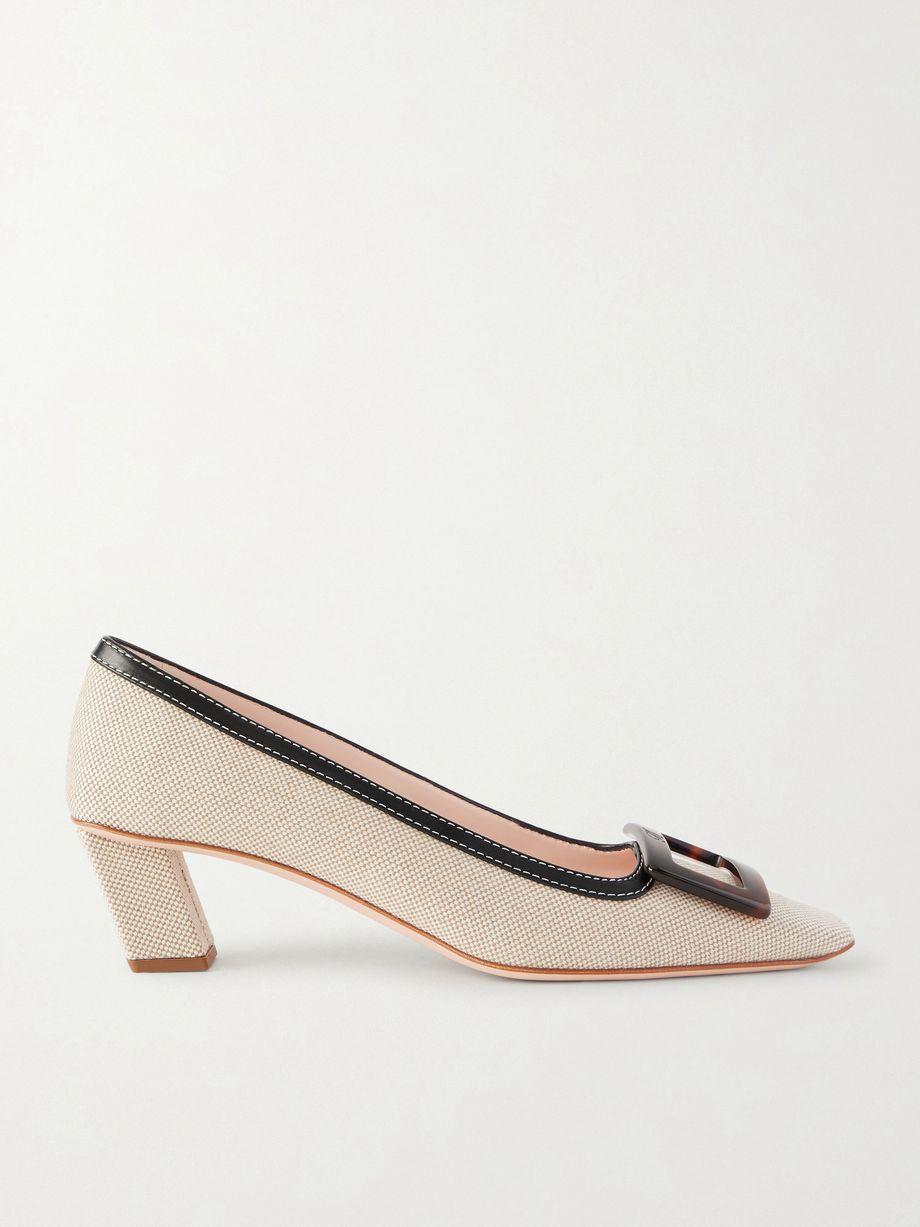 Belle Vivier 45 leather-trimmed canvas pumps by ROGER VIVIER