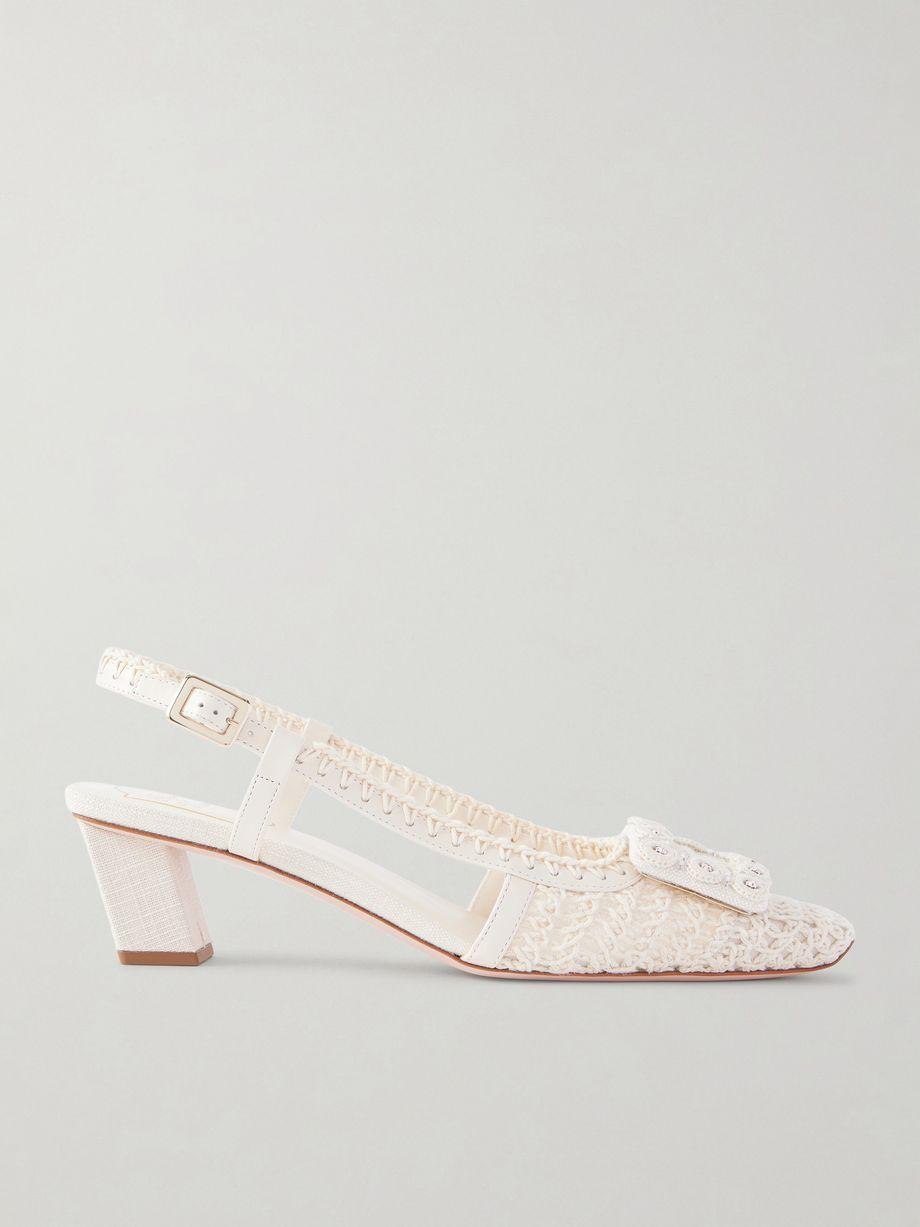 Belle Vivier 45 leather-trimmed crochet pumps by ROGER VIVIER