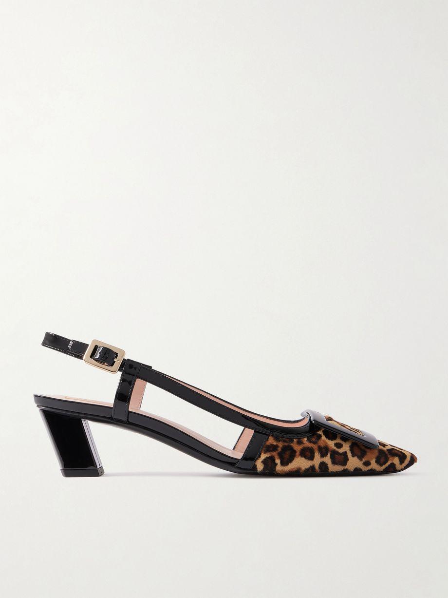 Belle Vivier 45 patent leather-trimmed leopard-print pony hair slingback pumps by ROGER VIVIER