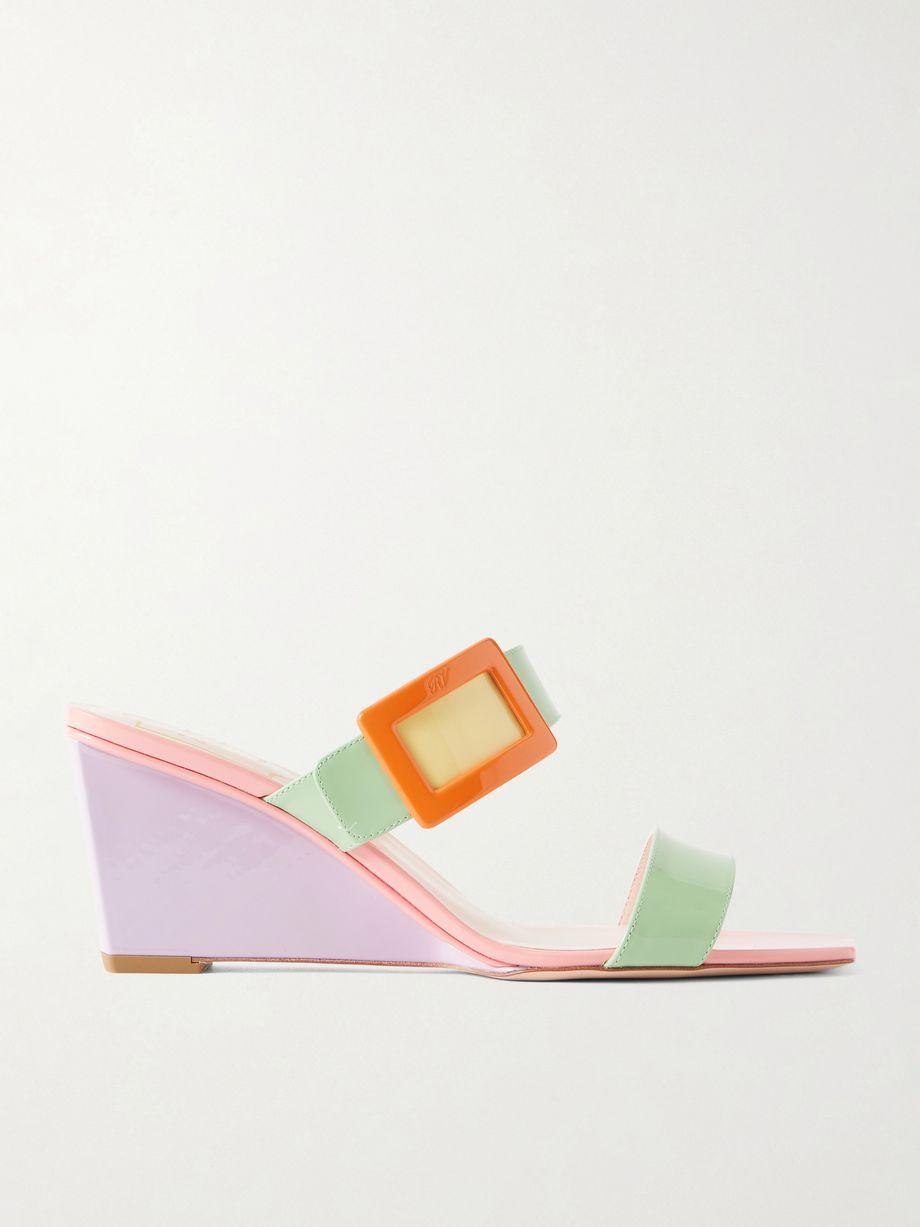 Belle Vivier 60 buckled patent-leather wedge sandals by ROGER VIVIER