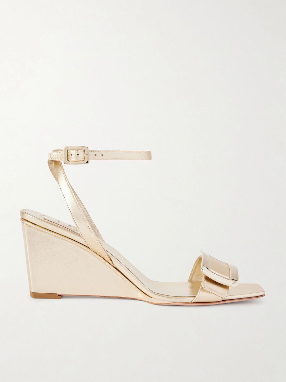 Belle Vivier 60 metallic leather wedge sandals by ROGER VIVIER