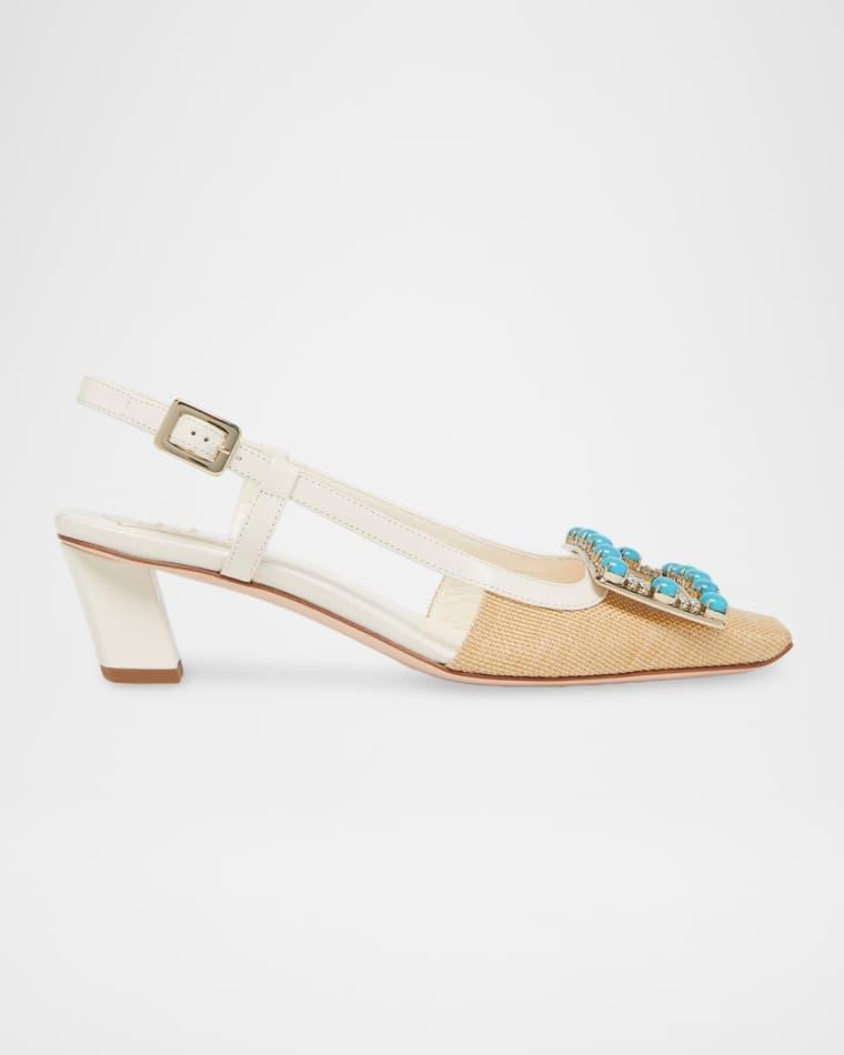Belle Vivier Stone Raffia Slingback Pumps by ROGER VIVIER