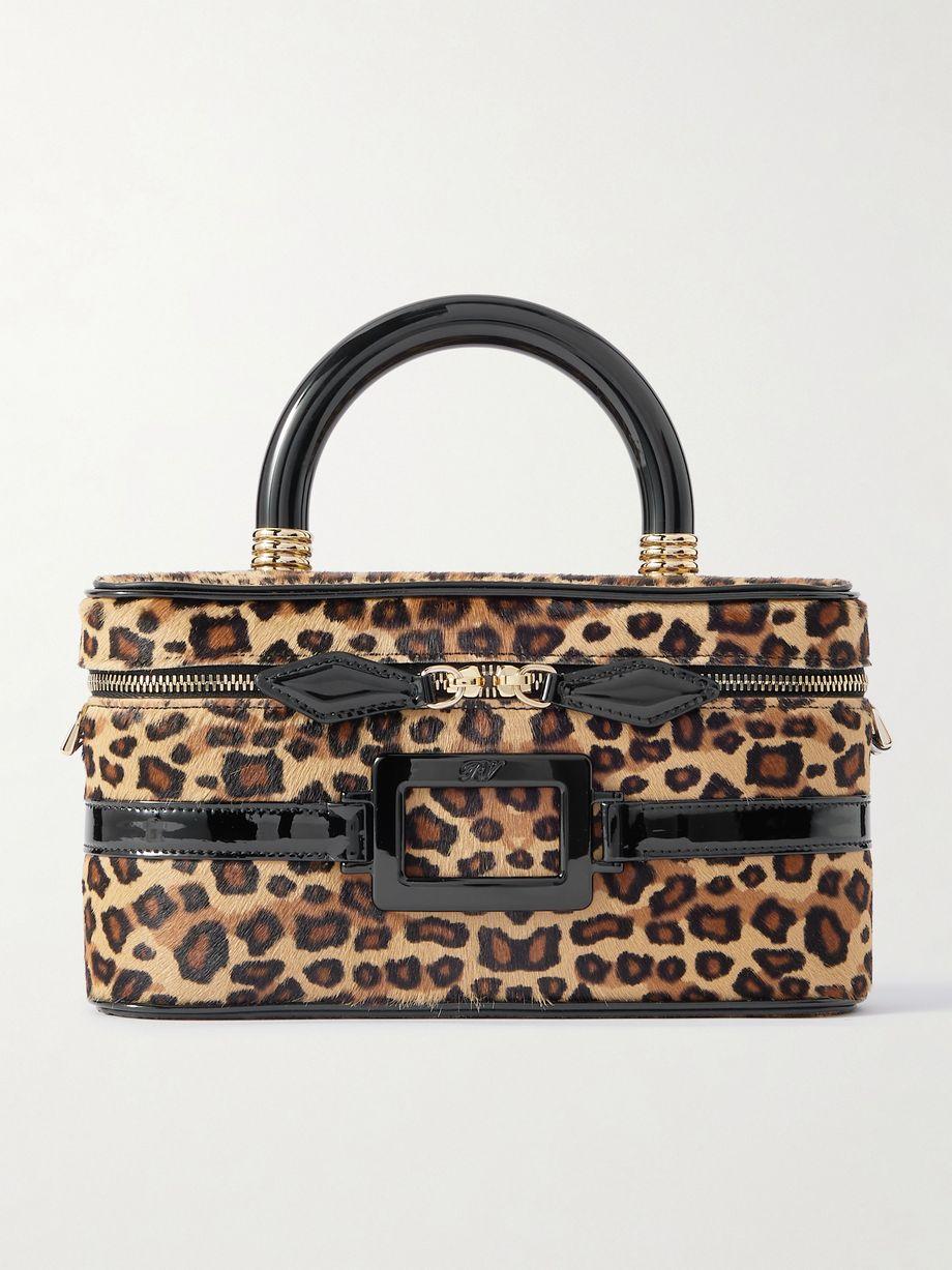 Belle Vivier patent leather-trimmed leopard-print calf hair cosmetics case by ROGER VIVIER