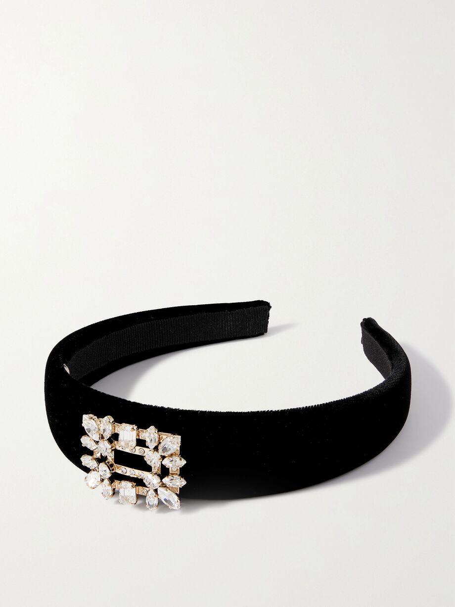 Broche crystal-embellished velvet headband by ROGER VIVIER