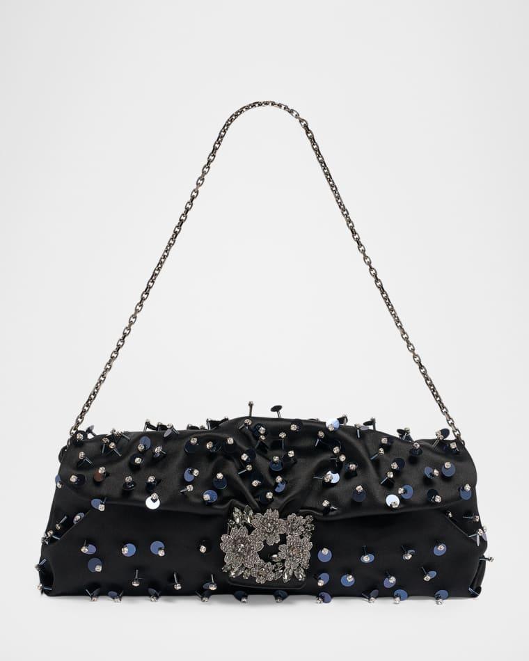 Efflorescence Embellished Satin Clutch Bag by ROGER VIVIER
