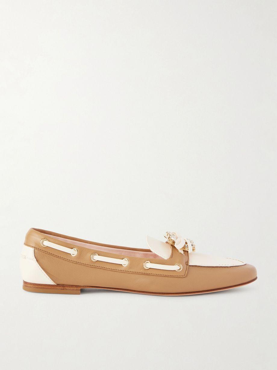 Embellished bow-detailed two-tone leather loafers by ROGER VIVIER