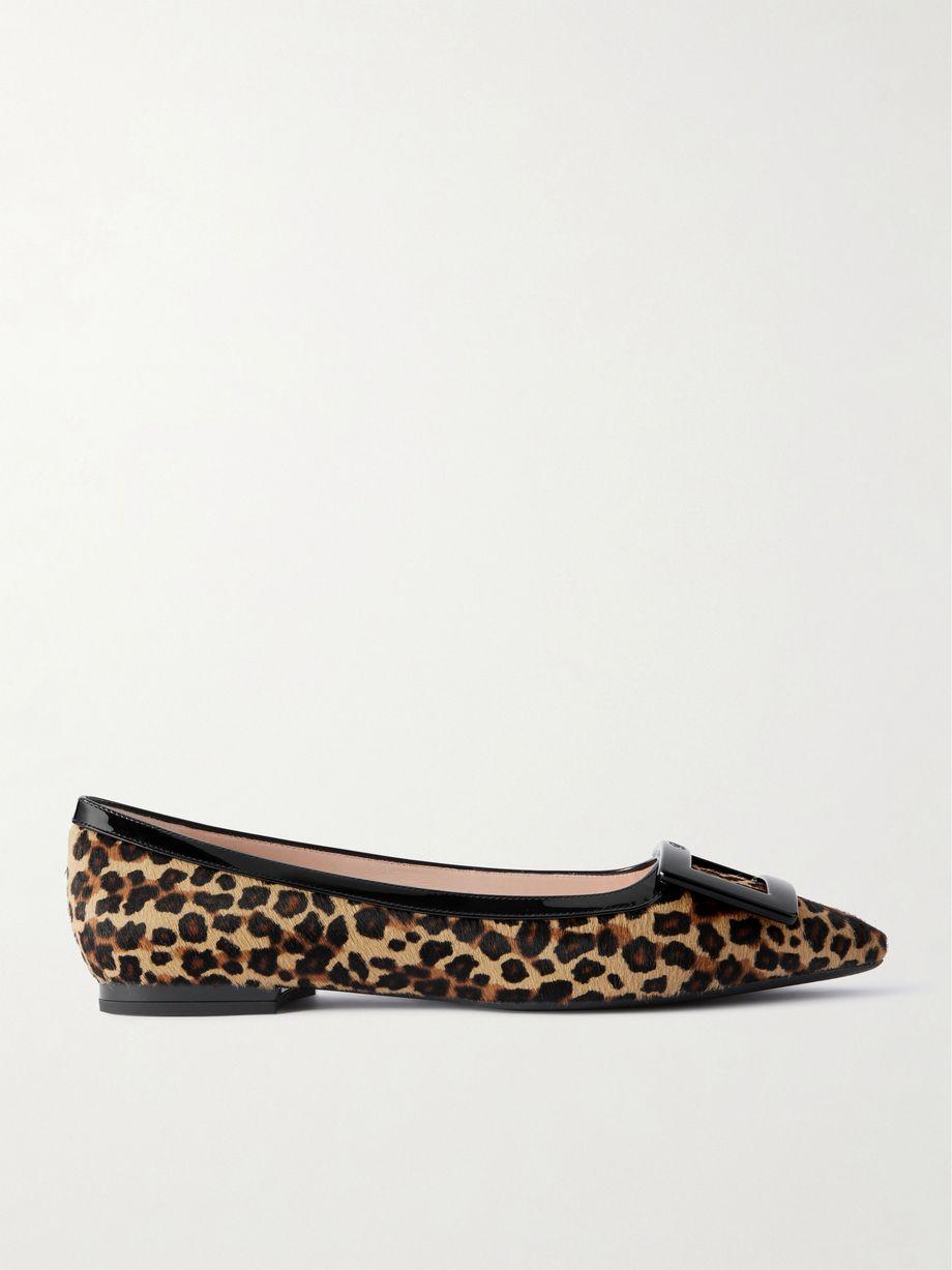 Gommettine buckled patent leather-trimmed leopard-print calf hair ballet flats by ROGER VIVIER