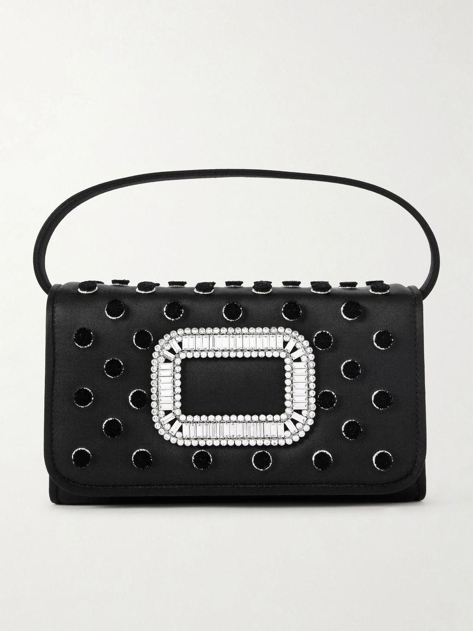 Pilgrim buckle-embellished satin clutch by ROGER VIVIER