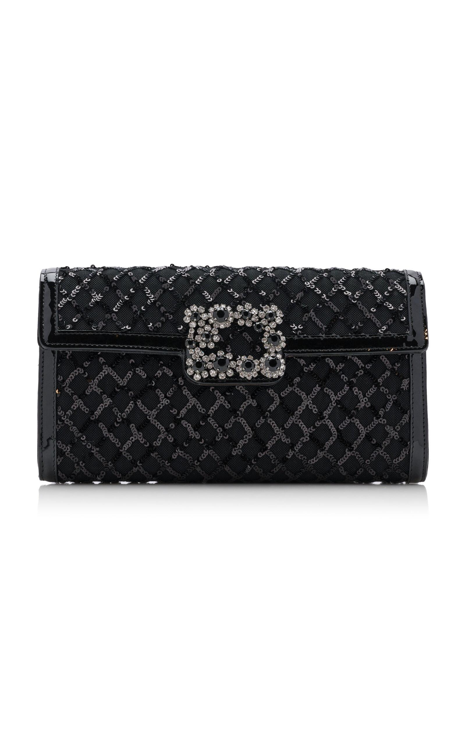 Roger Vivier Flower-Buckle Sequined Patent Leather Clutch - Moda Operandi by ROGER VIVIER