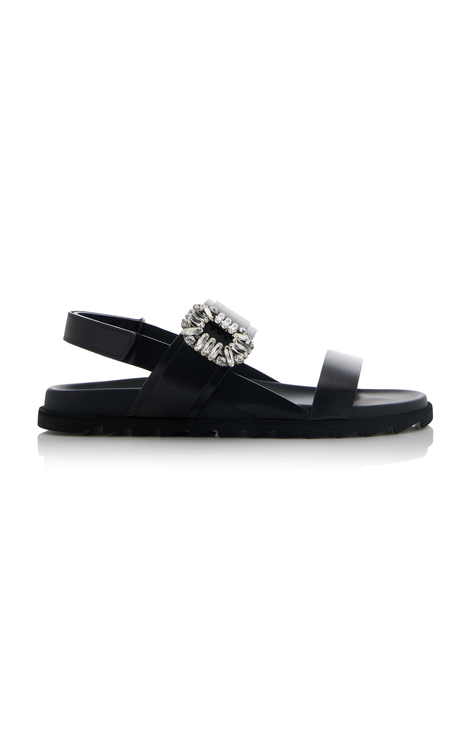 Roger Vivier Slidy Viv Crystal-Embellished Leather Sandals - Moda Operandi by ROGER VIVIER