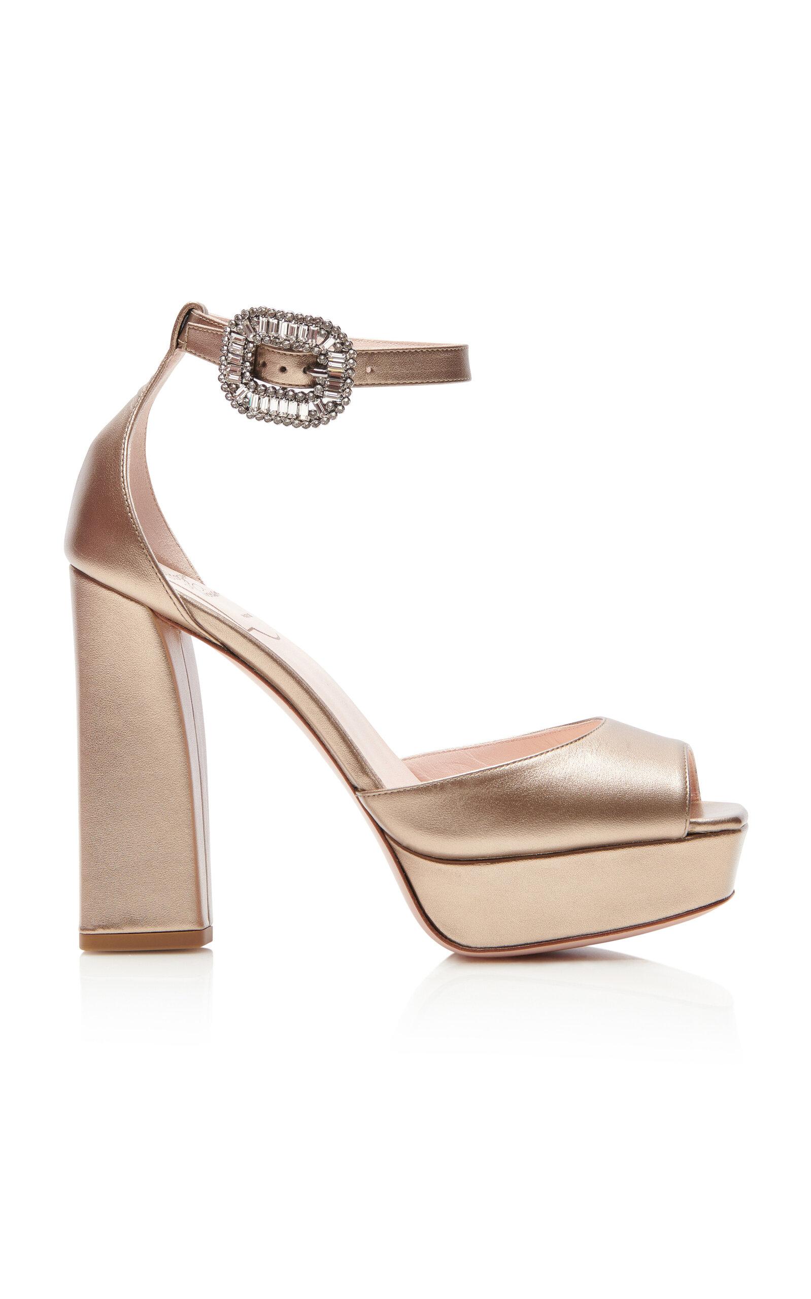 Roger Vivier Strass Platform Metallic Leather Sandals - Moda Operandi by ROGER VIVIER