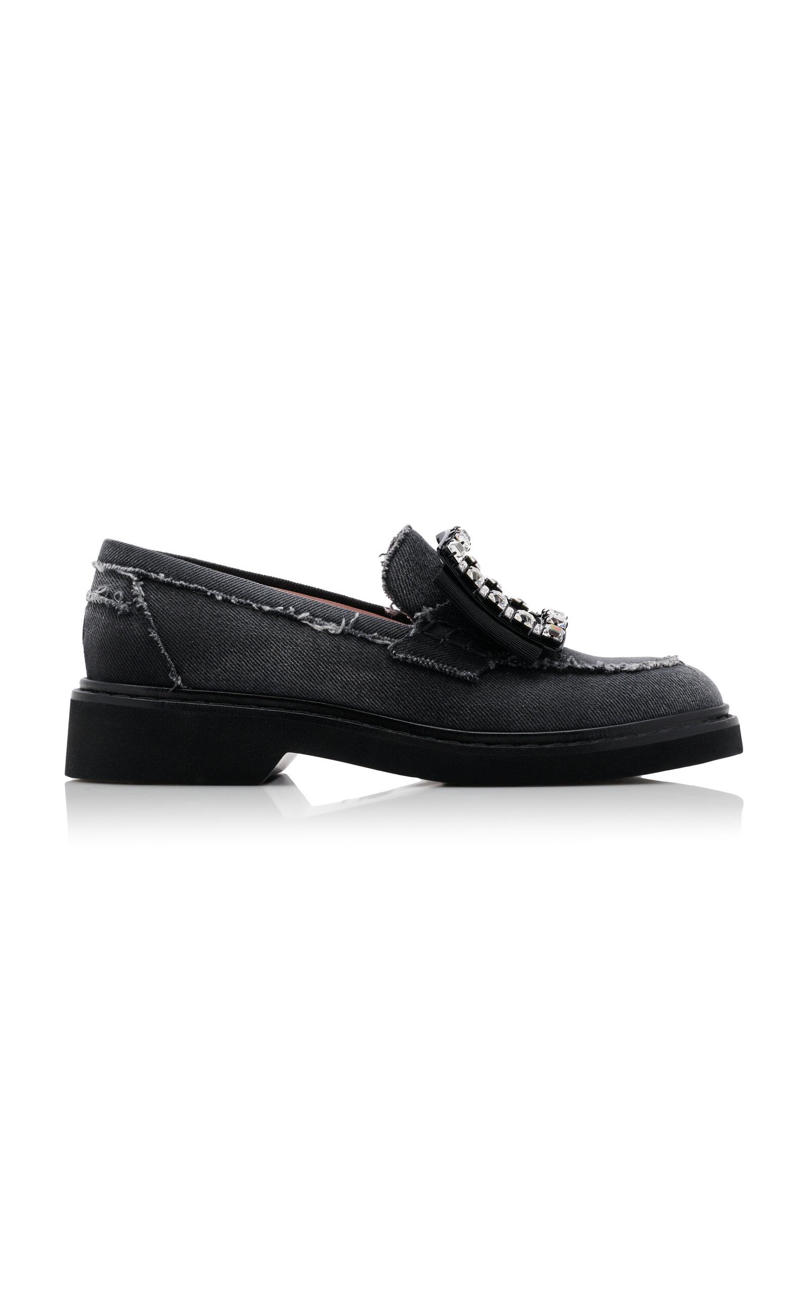 Roger Vivier Viv Rangers Crystal-Embellished Denim Loafers - Moda Operandi by ROGER VIVIER