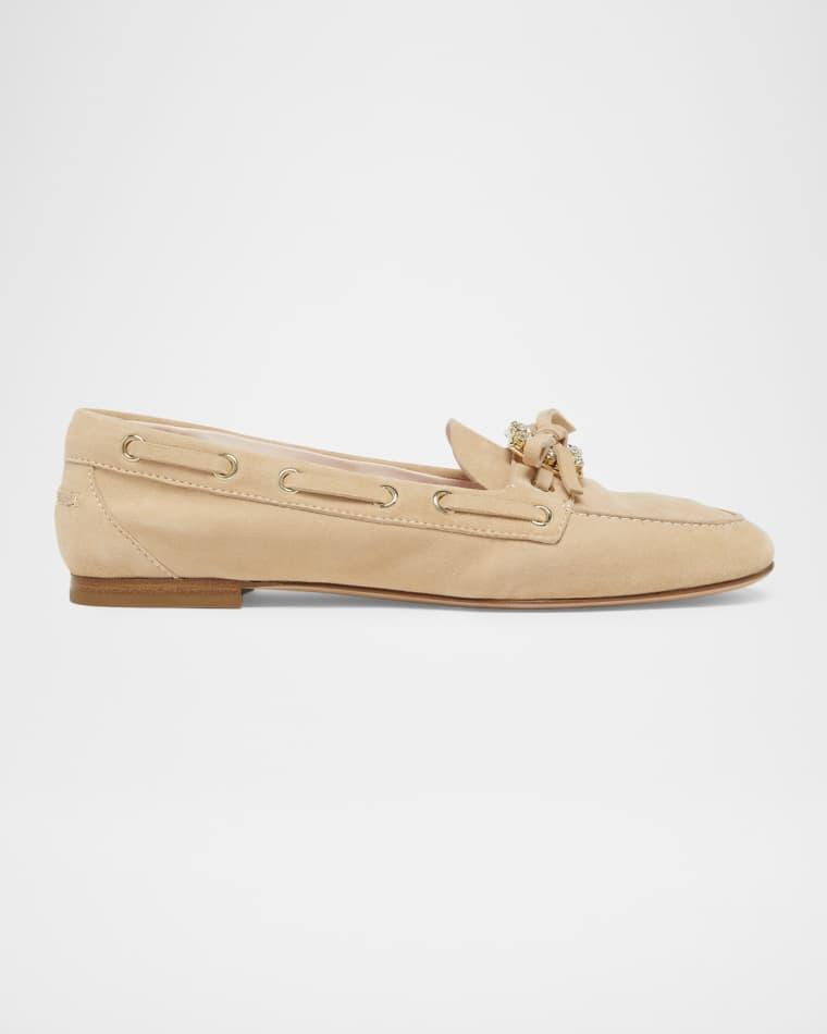 Roundytoe Strass Suede Boat Loafers by ROGER VIVIER