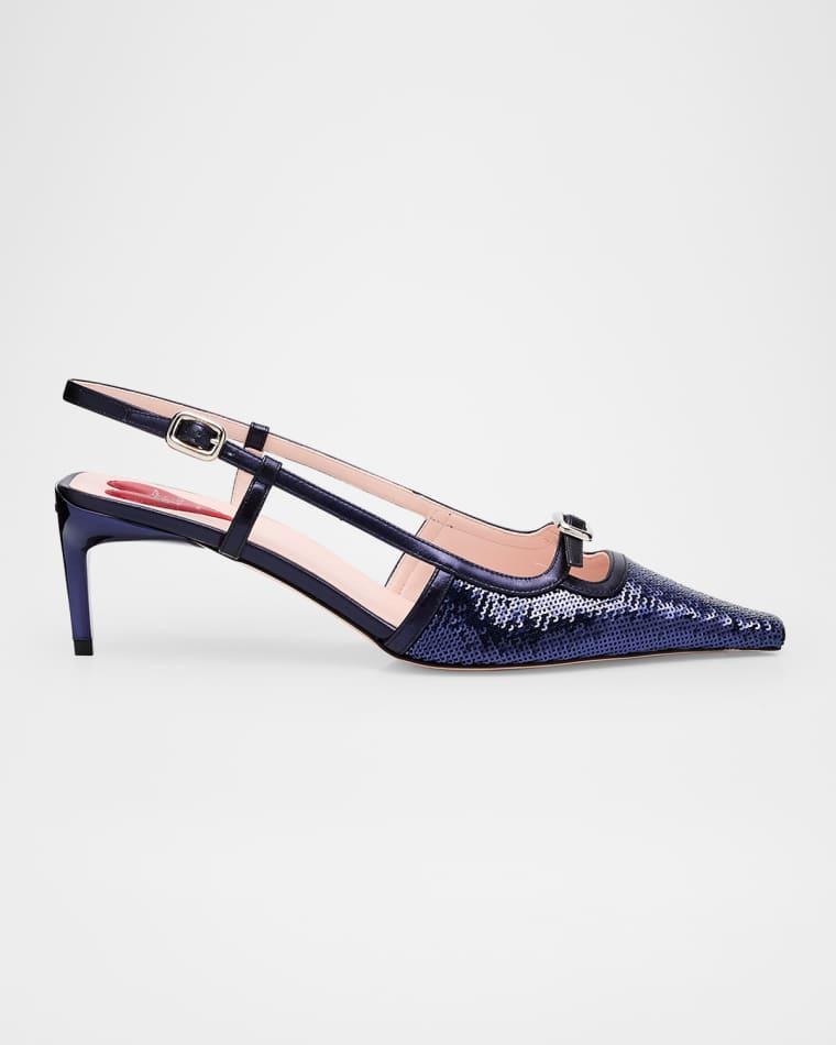 Sequin Buckle Slingback Pumps by ROGER VIVIER