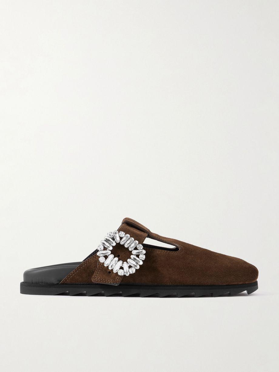 Slidy Viv crystal-embellished suede slip-ons by ROGER VIVIER