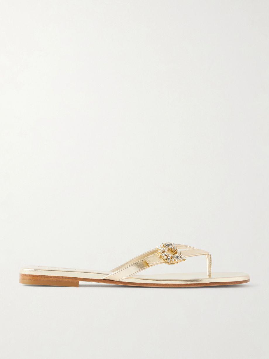 Strass B crystal-embellished metallic leather sandals by ROGER VIVIER