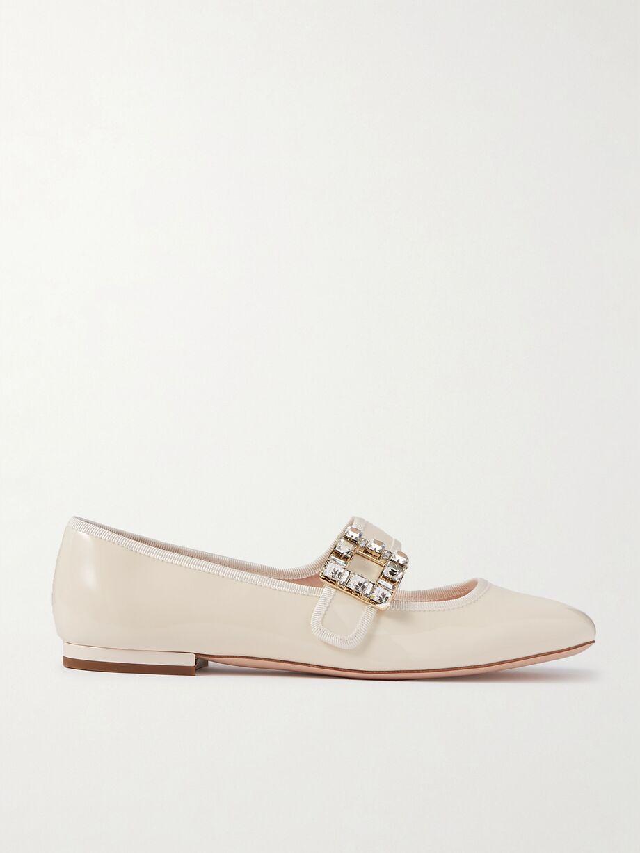 Très Vivier crystal-embellished glossed-leather ballet flats by ROGER VIVIER