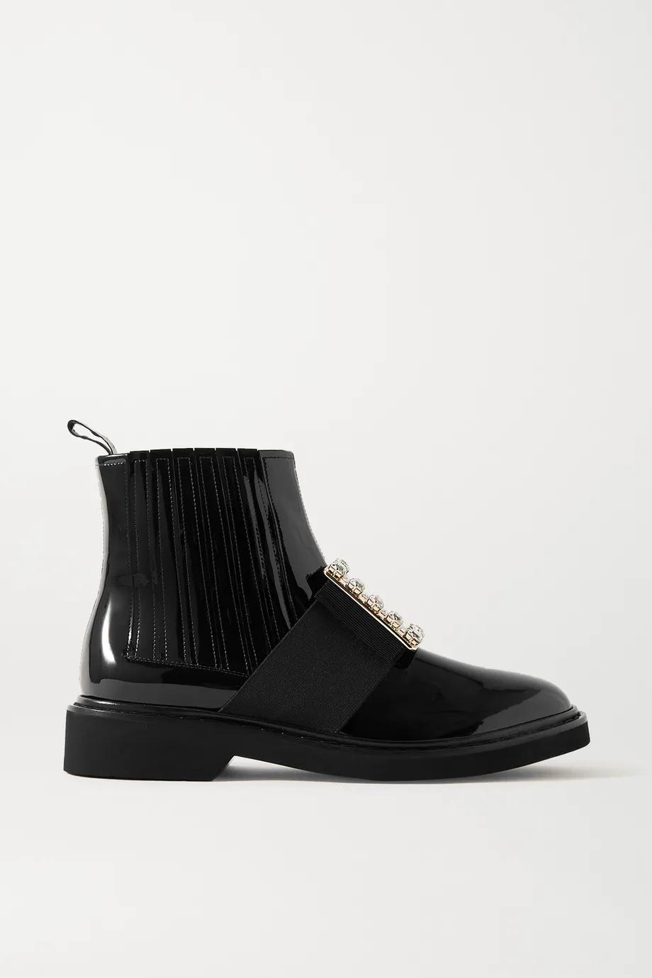 Viv Ranger crystal-embellished patent-leather Chelsea boots by ROGER VIVIER