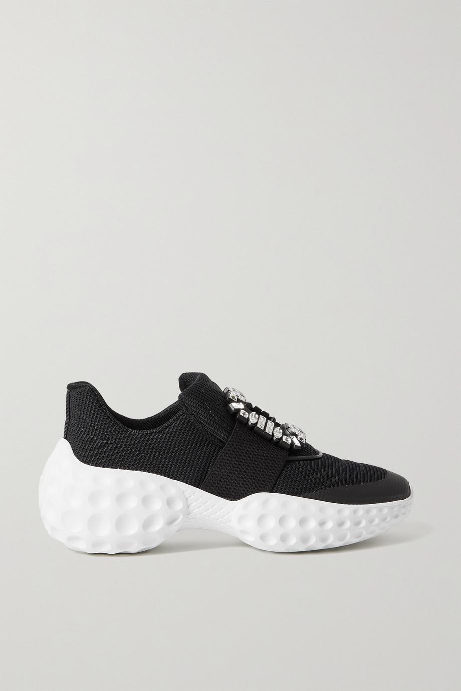 Viv Run crystal-embellished neoprene, mesh and leather sneakers by ROGER VIVIER