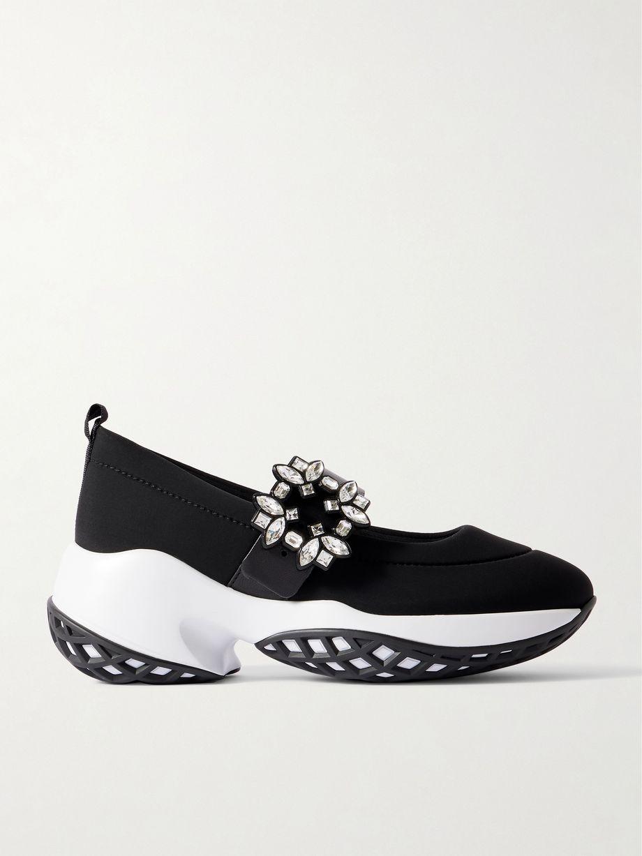 Viv Run crystal-embellished stretch and leather sneakers by ROGER VIVIER