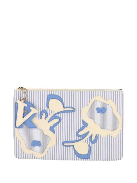 striped floral-appliqué clutch bag by ROGER VIVIER
