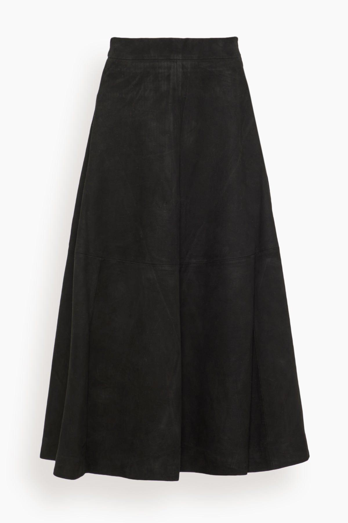 A-Line Suede Skirt in Black by ROHE