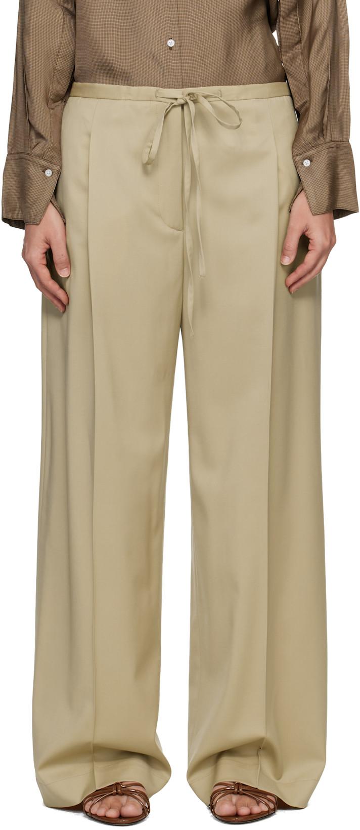 Beige Relaxed Drawstring Trousers by ROHE