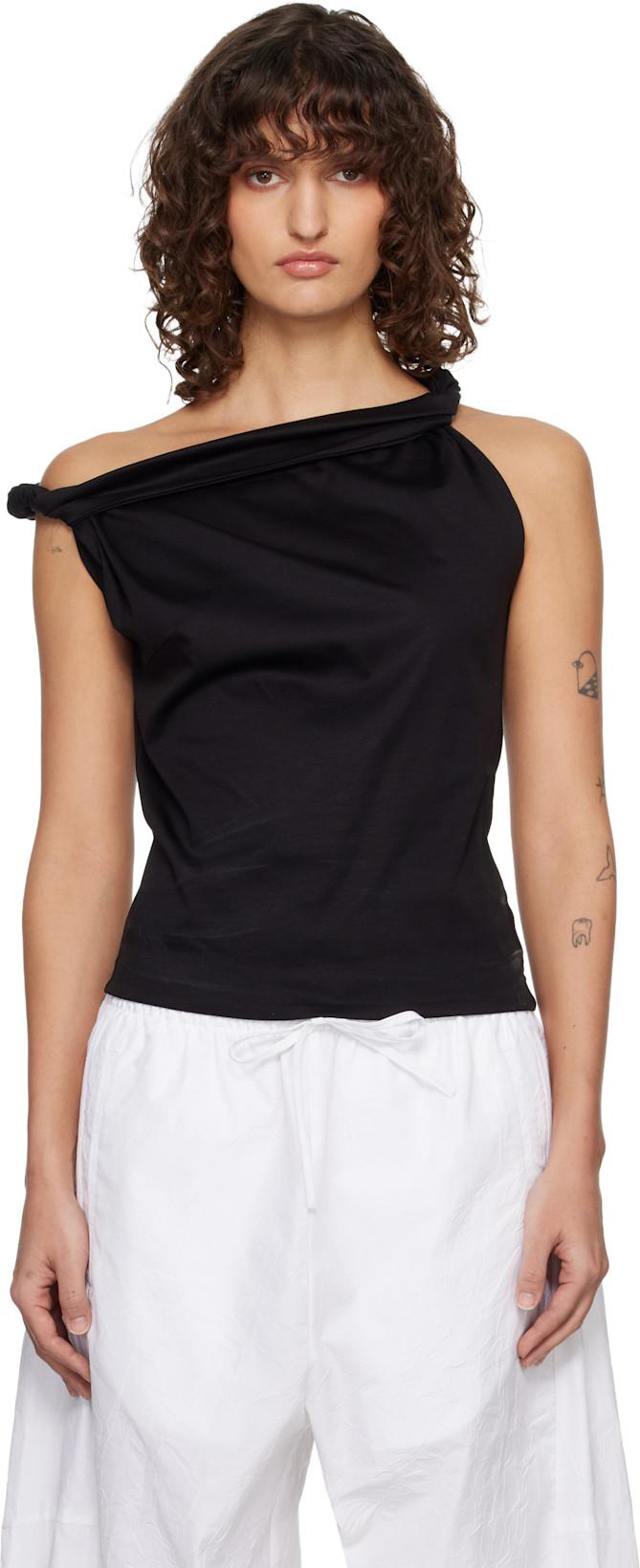 Black Sculptural Cotton Silk Top by ROHE