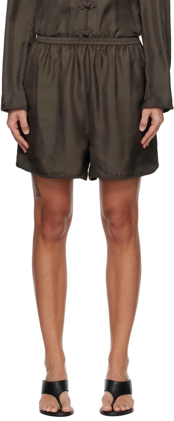 Brown Taped Silk Shorts by ROHE