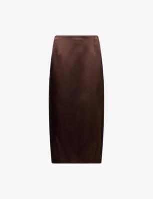 Balloon Column Satin Midi Skirt by ROHE FRAMES