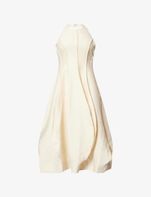 Low-Back Tulip Linen-Blend Midi Dress by ROHE FRAMES