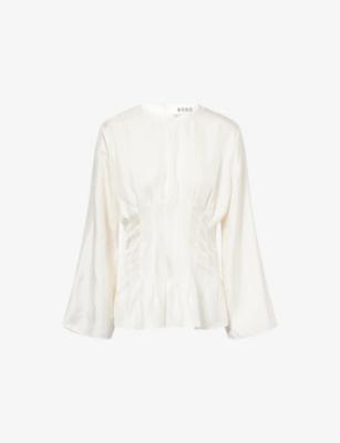 Pleated Long-Sleeve Silk Top by ROHE FRAMES