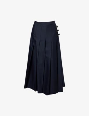 Pleated Wrap Wool-Blend Midi Skirt by ROHE FRAMES