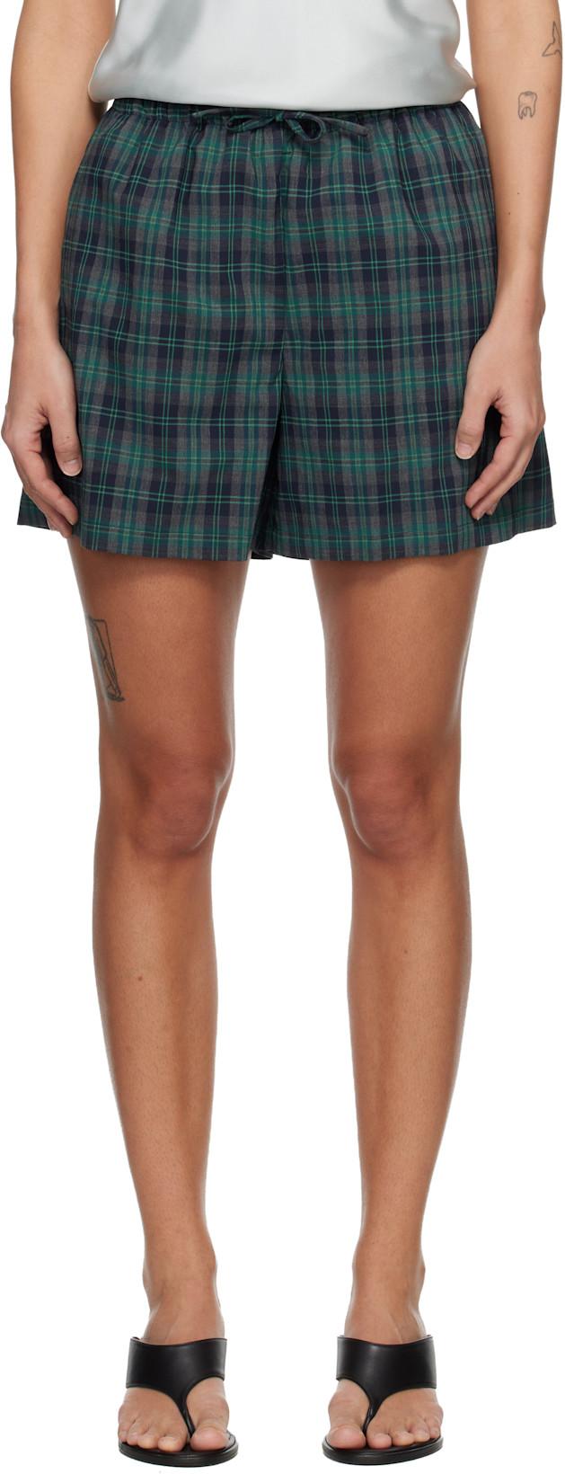 Green & Navy Check Boxer Shorts by ROHE