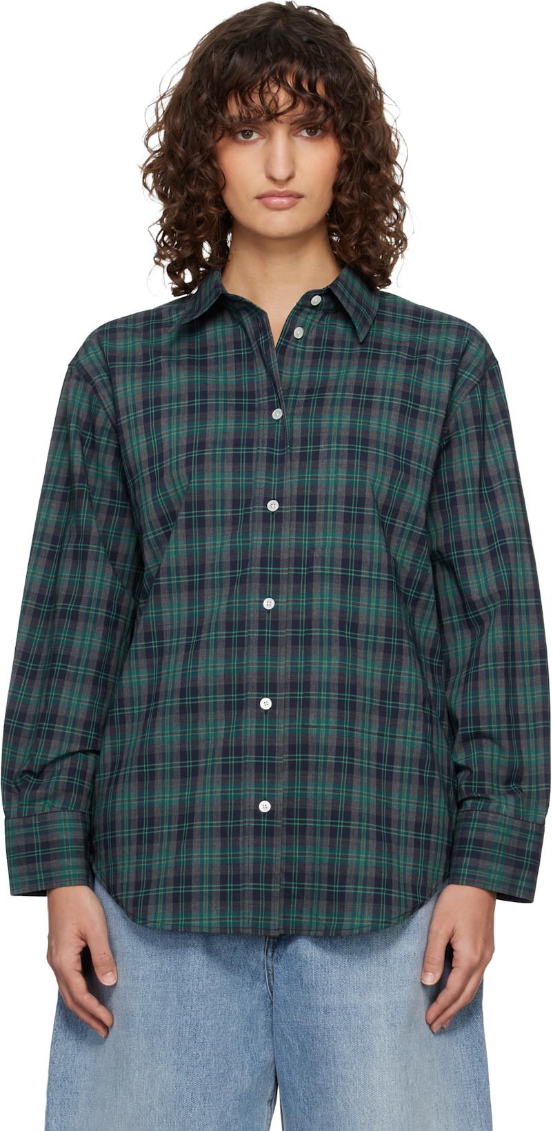 Green & Navy Oversized Check Shirt by ROHE