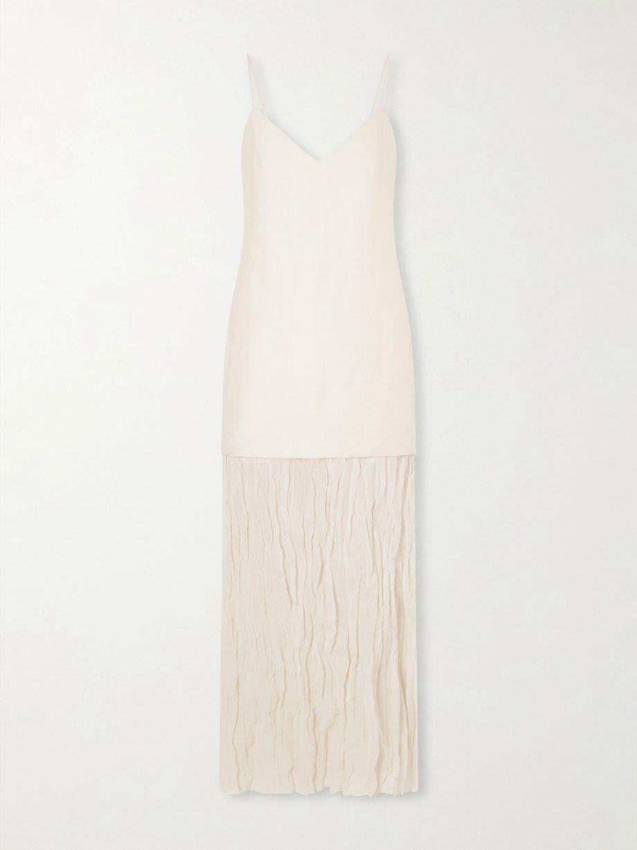 Linen-blend and chiffon midi dress by ROHE