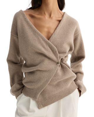 Off Shoulder Wool Cashmere Wrap Cardigan by ROHE