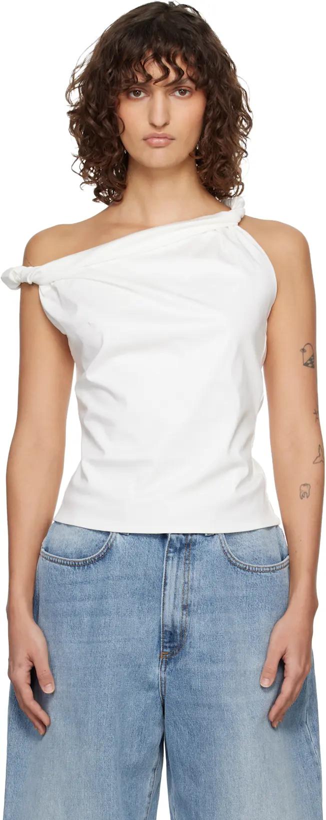 Off-White Sculptural Cotton Silk Top by ROHE
