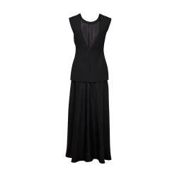 Open back dress with integrated silk skirt by ROHE