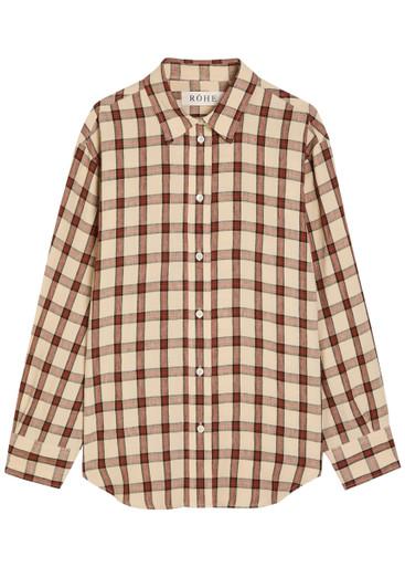 Oversized checked linen shirt by ROHE