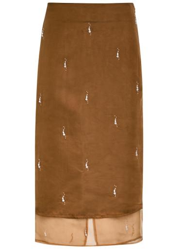 Pearl-embellished silk-organza midi skirt by ROHE