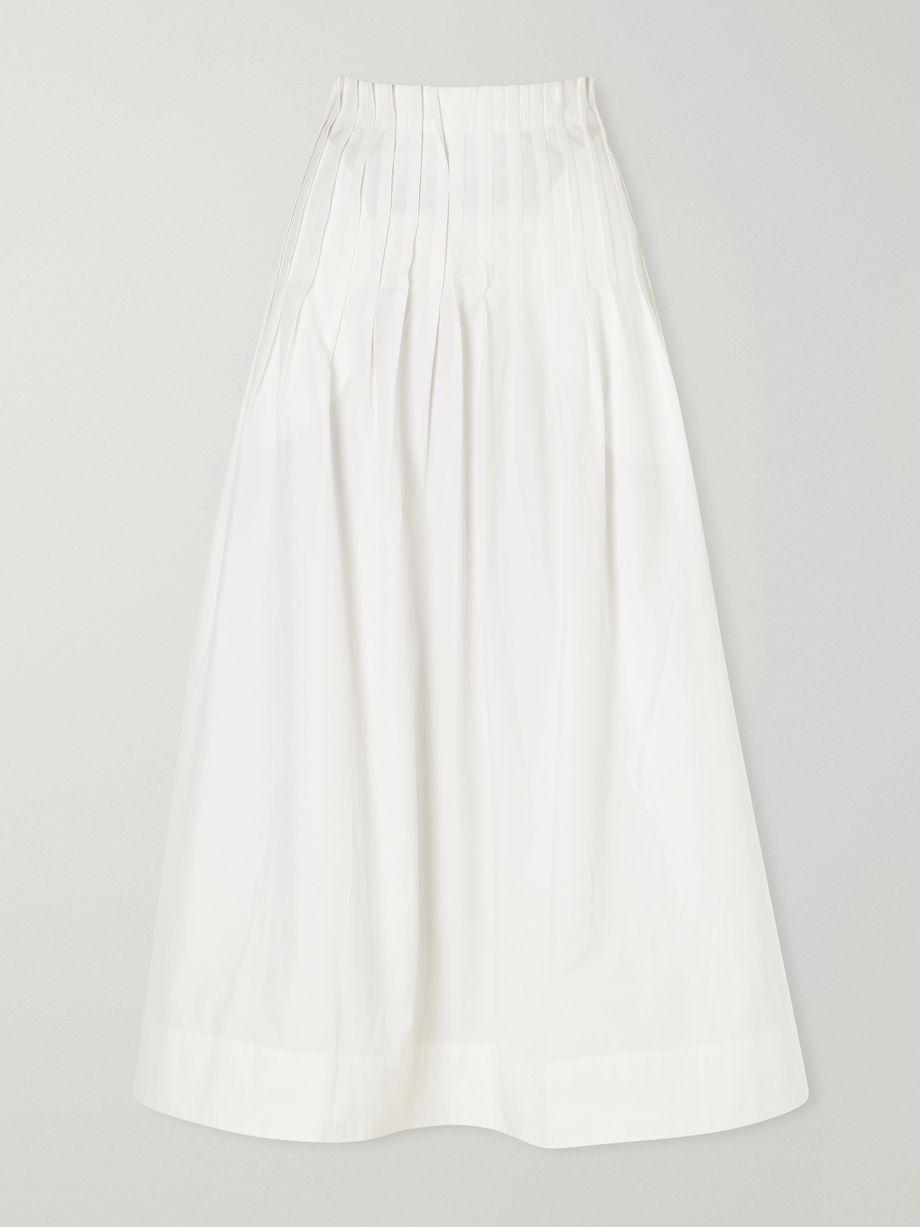 Pleated cotton-poplin maxi skirt by ROHE