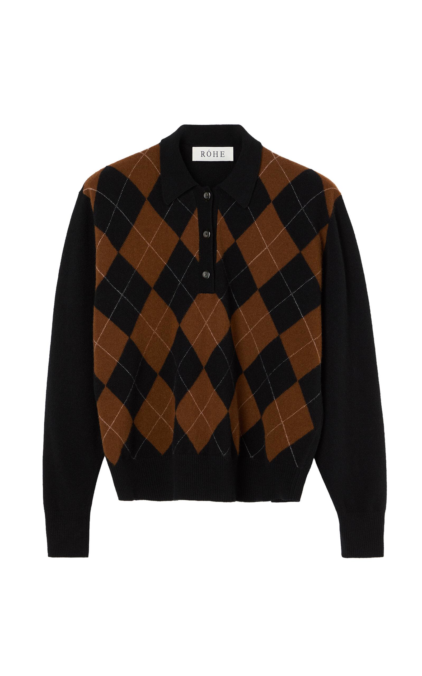Róhe Checked Compact-Knit Wool Polo Sweater - Moda Operandi by ROHE