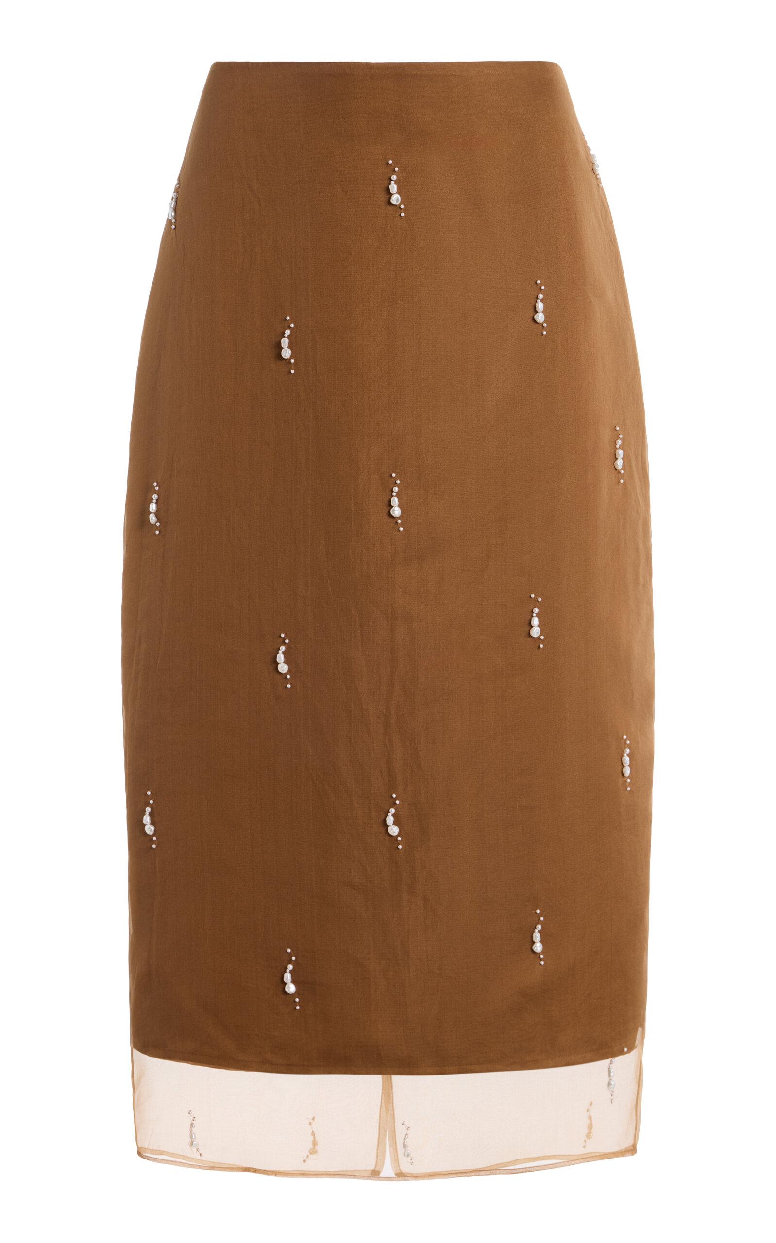 Róhe Pearl-Embellished Silk-Organza Skirt - Moda Operandi by ROHE