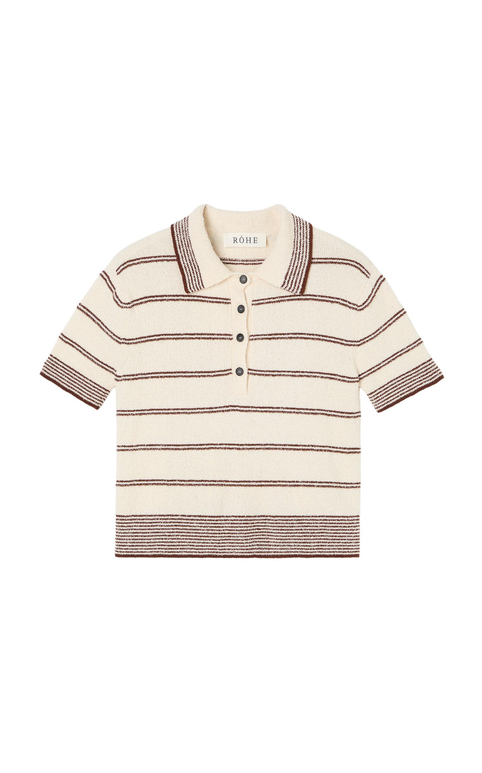Róhe Striped Cotton-Blend Terry Cloth Polo Shirt - Moda Operandi by ROHE